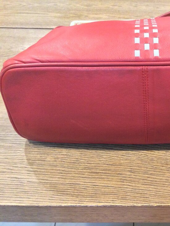 PICARD Red Leather Handbag Top Handle Medium Zip Bag - Picture 5 of 11